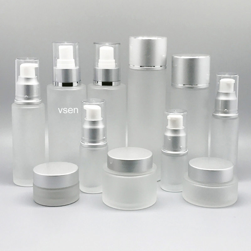 通用亚银套装瓶子 面霜瓶子定制  现货便宜磨砂(图5)